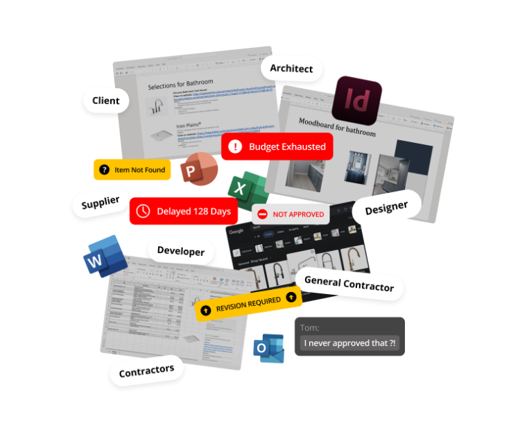 Selections, approvals, and decisions scattered across email, spreadsheets, and chat - the chaos before Clarity.
